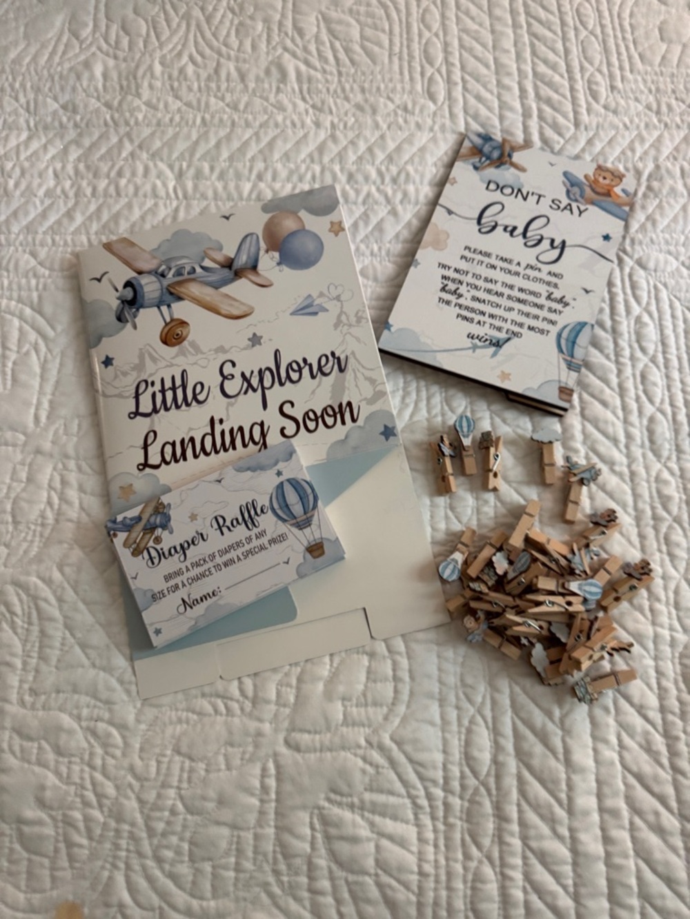 Little Explorer Landing Soon Baby Shower Invitation Kit - Blue